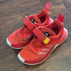 adidas x Lego Kids Red Athletic Sneakers with Yellow Accent